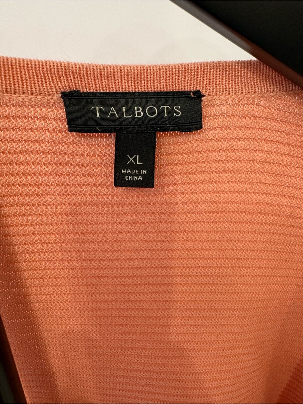 Talbots Peach Open-Front Ribbed Cardigan - Picture 2 of 4